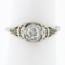Antique Art Deco 18k White Gold 0.45 ctw European Diamond Solitaire Filigree Rin