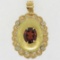Vintage 18k Yellow Rose and White Gold 3.42 ctw Oval Garnet Solitaire Etched Flo