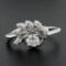 Vintage Solid 14k White Gold 0.45 ctw Round Solitaire Diamond w/ Flame Ring