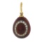 Russian 14k Gold & Silver Clear Stone Red Enamel Textured Egg Charm Pendant