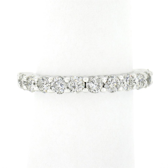 NEW 14k White Gold 1.14 ctw Round Shared Prong Diamond Classic Wedding Band Ring