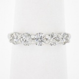 18k White Gold 1.24 ctw Round Ideal Low Profile Diamond 5 Stone Stack Band Ring