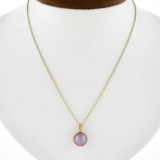 18K Yellow Gold 10.3mm Pink Pearl Solitaire Pendant 18