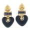 La Nouvelle Bague 18k Gold 1 ctw Tanzanite Blue Enamel Heart Drop Dangle Earring
