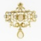 Vintage 14k Yellow Gold 2.02 ctw Cabochon Dangle Teardrop Australian Opal Pin Br