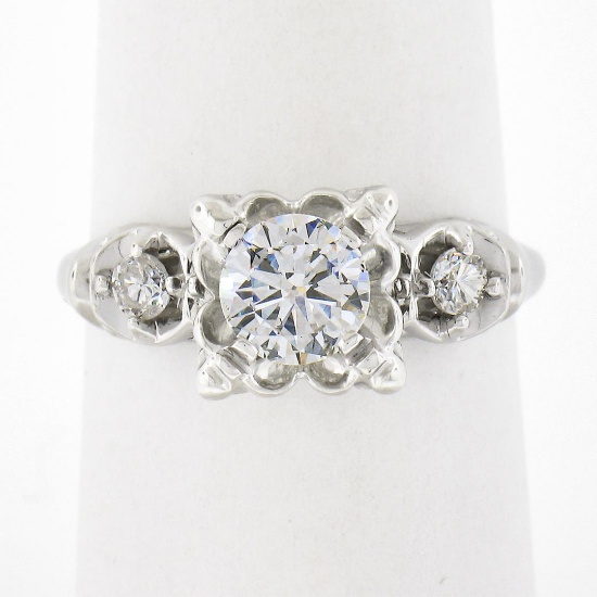 Vintage Everbrite 14k Gold 0.84 ctw Fiery Illusion Set Diamond Engagement Ring