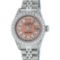 Rolex Ladies Quickset Sapphire Stainless Steel Salmon Diamond Lugs Datejust Wris