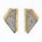 Vintage 18k Yellow Gold White Rectangular Rough Finish Agate Geometric Earrings
