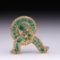 Vintage 18K Yellow Gold Ribbon Brooch with Emeralds & Diamonds