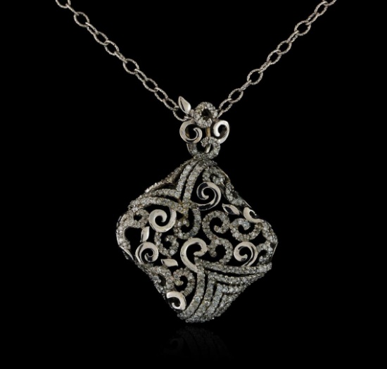 14KT White Gold 1.20 ctw Diamond Pendant With Chain