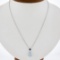New 14k Gold 2.44 ctw Pear Aquamarine & Sapphire Pendant & Adjustable Cable Chai