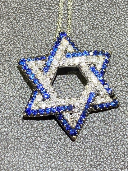 Diamond & Sapphire Star of David Necklace