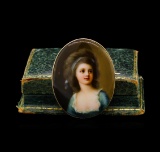 Hand Signed Franz Till Porcelain Pin - 14KT Yellow Gold