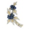 Vintage 18k Gold & Platinum 6 ctw GIA Sapphire & Diamond Flower Branch Pin Brooc