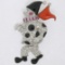 Vintage 18k White Gold Diamond Black Onyx and Coral Clown Brooch Pin