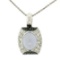 14K White Gold 4.31 ctw Oval Chalcedony White & Black Diamond 16