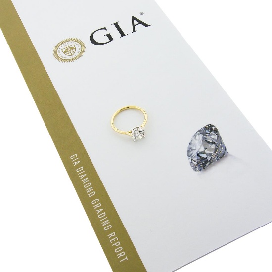 New 18K Gold & Platinum GIA 1.51 ctw IDEAL Round Diamond Solitaire Engagement Ri