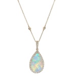 Fashion Pendant and Chain Opal and Diamond