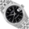 Rolex Ladies Stainless Steel Midsize 31MM Black Index 18K Gold Fluted Bezel Date