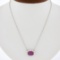 NEW 18K Gold 5.24 ctw GIA NO HEAT Pink Sapphire & Diamond Halo Pendant Necklace