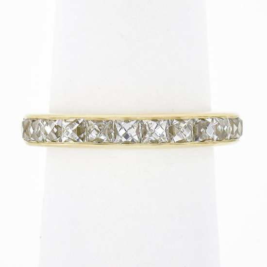 NEW 18k Yellow Gold 2.0 ctw French Cut Channel Diamond Stack Wedding Band Ring