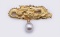 18K Yellow Gold Pearl & Diamond Brooch Cast from Japanese Menuki by R.L. Kay