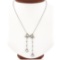 Belle Epoque French 18K White Gold European Diamond Bow Dangle Pendant Necklace