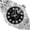 Rolex Ladies Stainless Steel Black Diamond Date Wristwatch 26MM