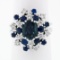 Vintage 18k White Gold 3.15 ctw Oval Sapphire Round Diamond Tiered Cluster Ring