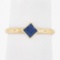 Simple Petite 14k Gold 0.35 ctw Square Step Cut Bezel Set Sapphire Solitaire Rin