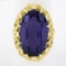 Vintage 18k Gold Elongated Oval Synthetic Alexandrite Solitaire Textured Ring
