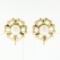 Vintage 14k Yellow Gold 6.8mm Round Pearl Open Flower Frame Screw Back Earrings