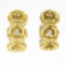 Vintage 18K TT Gold Diamond Textured Rose Flower Reversible Hoop Huggie Earrings