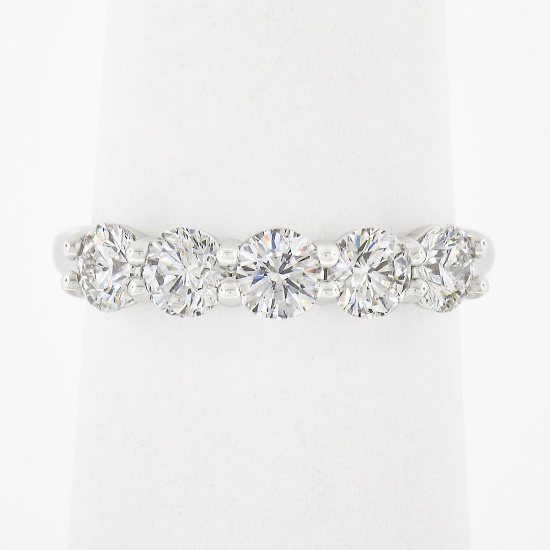 18k White Gold 1.24 ctw Round Ideal Low Profile Diamond 5 Stone Stack Band Ring
