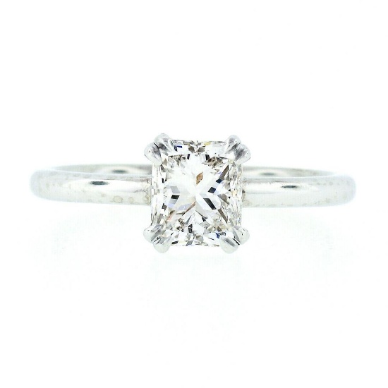 NEW Platinum GIA Certified 1.11 ctw Radiant Cut Diamond Solitaire Engagement Rin
