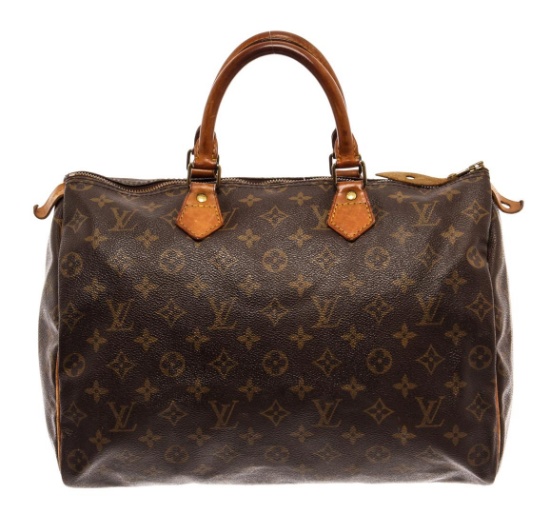Louis Vuitton Brown Monogram Canvas Leather Speedy 35 Satchel Bag