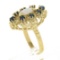 Vintage 14k Gold Marquise Cabochon Opal & .40 ctw Sapphire Open Textured Work Ri