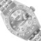 Rolex Ladies Stainless Steel Quickset Sapphire Silver Pyramid Diamond Datejust H