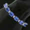 NEW 14k Gold 37.71 ctw Alternating Oval Tanzanite & Round Diamond Tennis Bracele