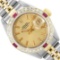 Rolex Ladies Two Tone Champagne Index Diamond And Ruby Date Watch With Rolex Box