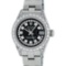 Rolex Ladies Quickset Sapphire Stainless Steel Black Diamond Lugs Datejust Wrist