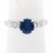Vintage 14k White Gold 1.28 ctw GIA Round Sapphire & Marquise Diamond Accents Ri