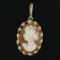 Vintage 14k Gold Bezel Carved Shell Oval Cameo Twisted Wire Frame Charm Pendant