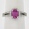 18k White Gold 1.71 ctw Oval Prong Pink Sapphire & Round Diamond Engagement Ring