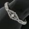 Antique Esemco 10k White Gold 0.03 ctw Diamond Milgrain Filigree Belly Bracelet
