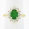 NEW Classic 14k Gold 2.02 ctw Oval Emerald Solitaire w/ Round Diamond Halo Ring