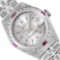 Rolex Ladies Quickset Stainless Steel 18K White Gold Diamond And Ruby Datejust W