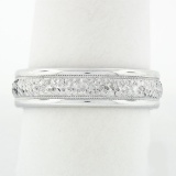 Scott Kay Solid 950 Platinum Fancy Textured Milgrain 5.9mm Comfort Fit Band Ring