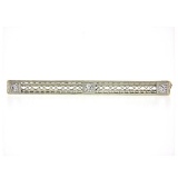 Antique Edwardian Platinum Top 14k Yellow Gold Diamond Filigree Bar Pin Brooch