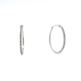14WG Oval Diamond Hoop Earrings